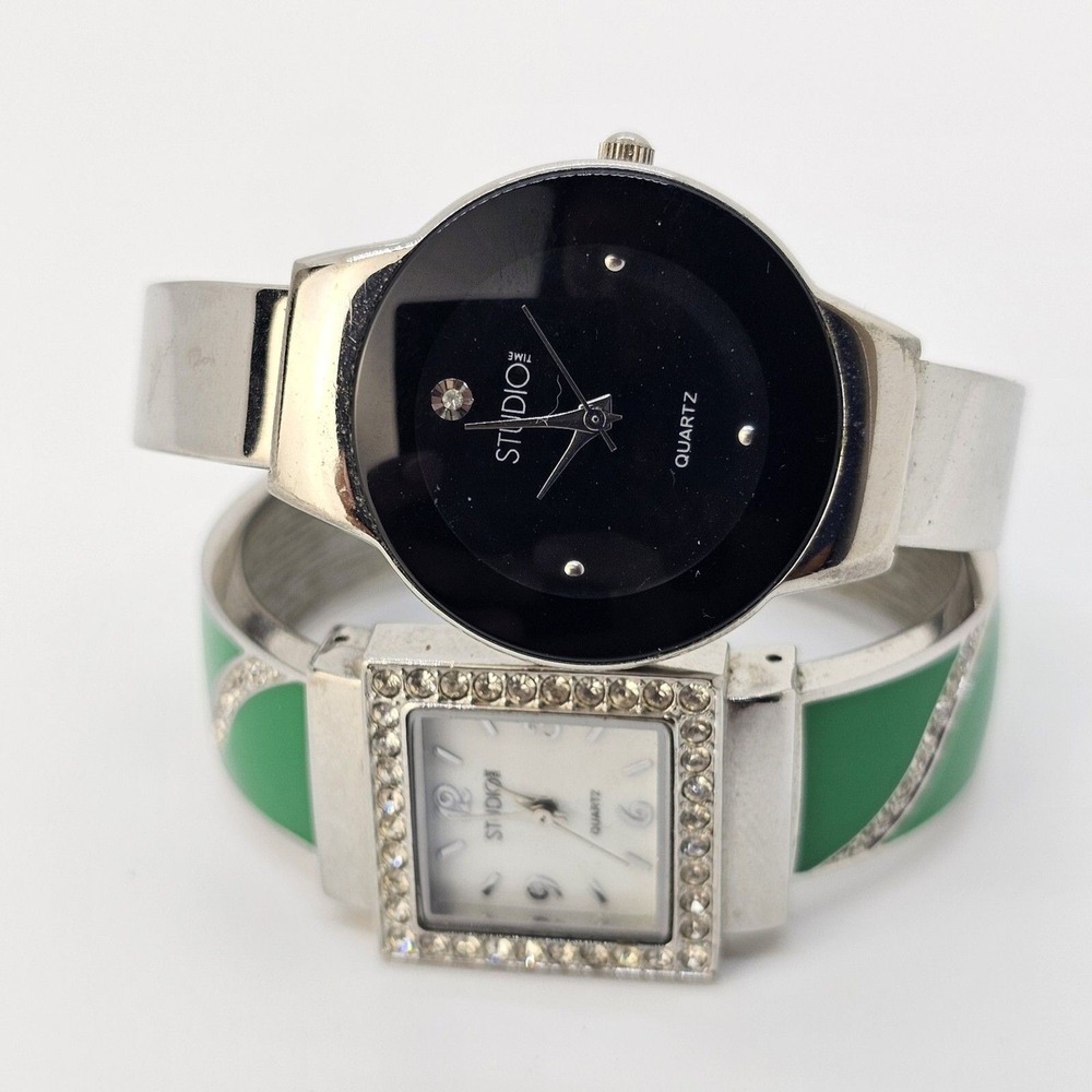 2X Studio Women Cuff Watch 24&32MM Case Mulitcolor Band 5.5" Wrist New Battery